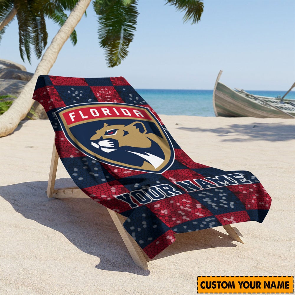 LIMITED EDITION - NEW CUSTOMIZED NHL01 FPT FLORIDA PANTHERS BEACH & BATH TOWEL