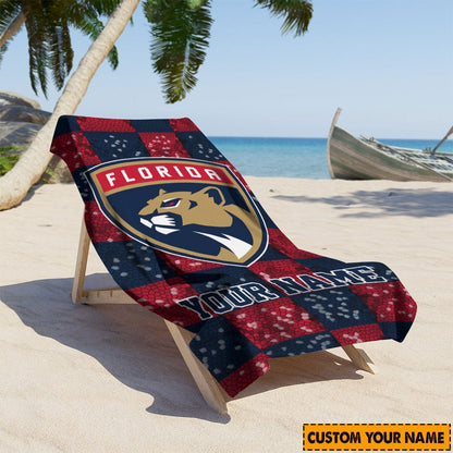 LIMITED EDITION - NEW CUSTOMIZED NHL01 FPT FLORIDA PANTHERS BEACH & BATH TOWEL