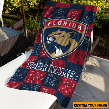 LIMITED EDITION - NEW CUSTOMIZED NHL01 FPT FLORIDA PANTHERS BEACH & BATH TOWEL