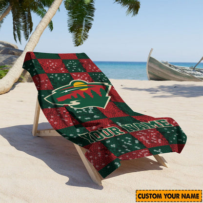 LIMITED EDITION - NEW CUSTOMIZED NHL13 MNW MINNESOTA WILD BEACH & BATH TOWEL