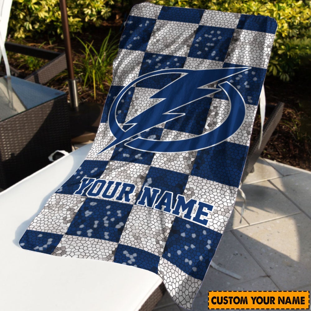 LIMITED EDITION - NEW CUSTOMIZED NHL12 TPL TAMPA BAY LIGHTNING BEACH & BATH TOWEL