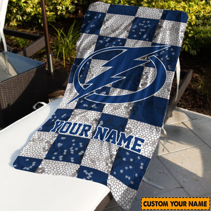 LIMITED EDITION - NEW CUSTOMIZED NHL12 TPL TAMPA BAY LIGHTNING BEACH & BATH TOWEL