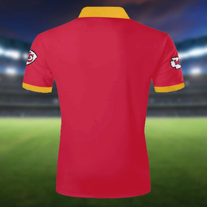 LIMITED EDITION - NEW CUSTOMIZED NFL01 KCC KANSAS CITY CHIEFS ZIP POLO SHIRT