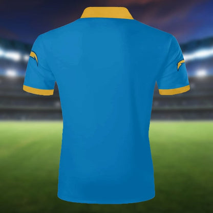 LIMITED EDITION - NEW CUSTOMIZED NFL09 LAC LOS ANGELES CHARGERS ZIP POLO SHIRT