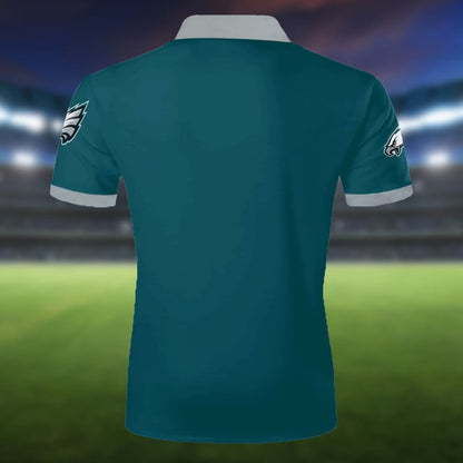 LIMITED EDITION - NEW CUSTOMIZED NFL02 PPE PHILADELPHIA EAGLES ZIP POLO SHIRT
