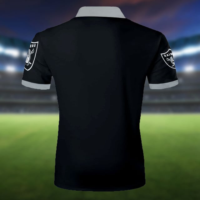 LIMITED EDITION - NEW CUSTOMIZED NFL07 LVR LAS VEGAS RAIDERS ZIP POLO SHIRT