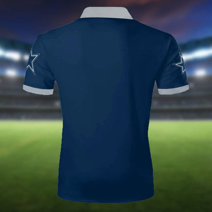 LIMITED EDITION - NEW CUSTOMIZED NFL21 DCB DALLAS COWBOYS ZIP POLO SHIRT