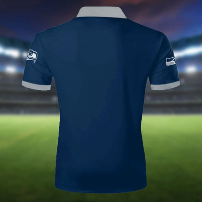 LIMITED EDITION - NEW CUSTOMIZED NFL06 SSH SEATTLE SEAHAWKS ZIP POLO SHIRT