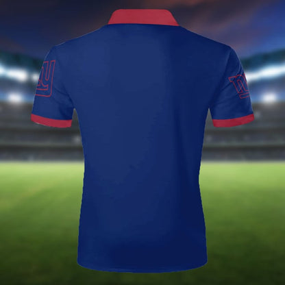 LIMITED EDITION - NEW CUSTOMIZED NFL32 NYG NEW YORK GIANTS ZIP POLO SHIRT