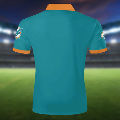 LIMITED EDITION - NEW CUSTOMIZED NFL19 MDP MIAMI DOLPHINS ZIP POLO SHIRT