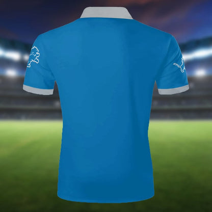 LIMITED EDITION - NEW CUSTOMIZED NFL04 DTL DETROIT LIONS ZIP POLO SHIRT