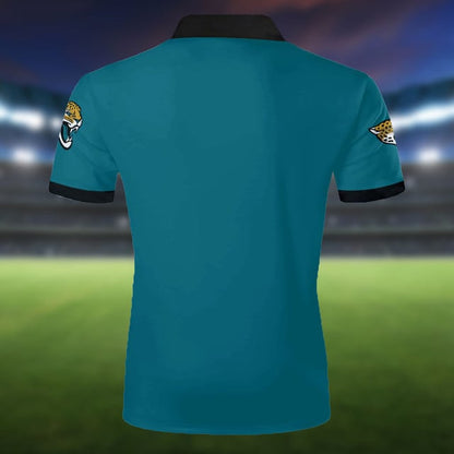 LIMITED EDITION - NEW CUSTOMIZED NFL30 JSJ JACKSONVILLE JAGUARS ZIP POLO SHIRT
