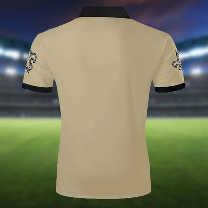 LIMITED EDITION - NEW CUSTOMIZED NFL24 NOS NEW ORLEANS SAINTS ZIP POLO SHIRT
