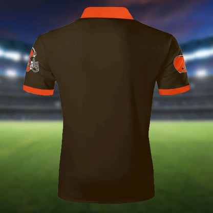 LIMITED EDITION - NEW CUSTOMIZED NFL29 CLB CLEVELAND BROWNS ZIP POLO SHIRT