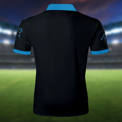 LIMITED EDITION - NEW CUSTOMIZED NFL23 CLP CAROLINA PANTHERS ZIP POLO SHIRT