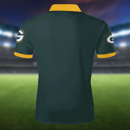 LIMITED EDITION - NEW CUSTOMIZED NFL08 GBP GREEN BAY PACKERS ZIP POLO SHIRT