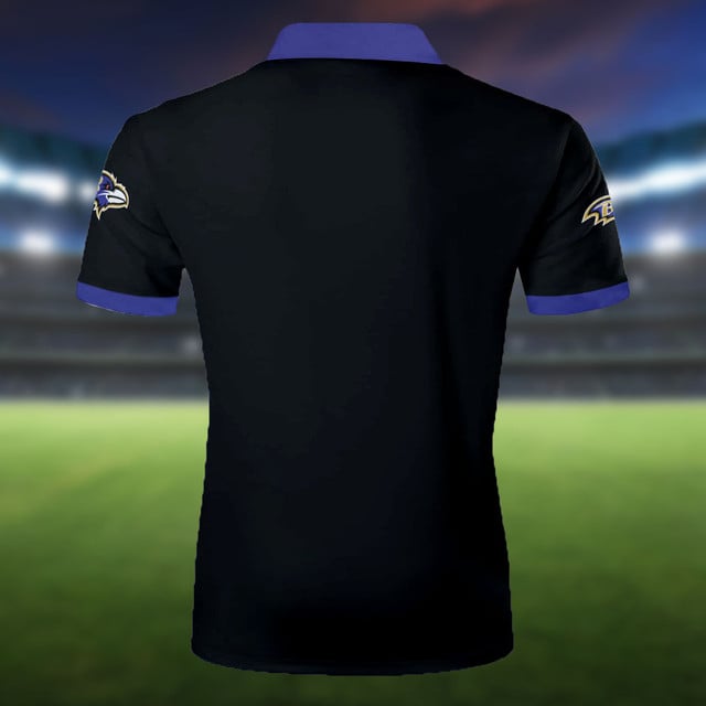 LIMITED EDITION - NEW CUSTOMIZED NFL28 BTR BALTIMORE RAVENS ZIP POLO SHIRT