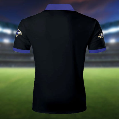 LIMITED EDITION - NEW CUSTOMIZED NFL28 BTR BALTIMORE RAVENS ZIP POLO SHIRT