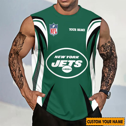 [SPECIAL OFFER] NEW CUSTOMIZED NFL25 NYJ NEW YORK JETS TANKTOP & GYM SHIRT
