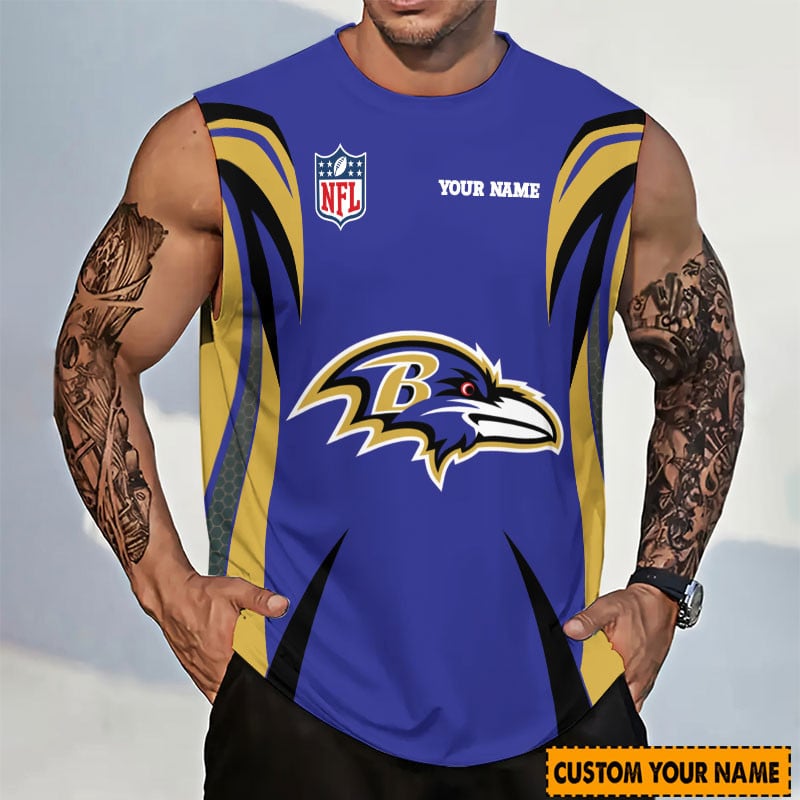 [SPECIAL OFFER] NEW CUSTOMIZED NFL28 BTR BALTIMORE RAVENS TANKTOP & GYM SHIRT