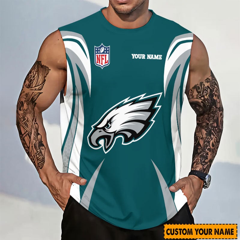 [SPECIAL OFFER] NEW CUSTOMIZED NFL02 PPE PHILADELPHIA EAGLES TANKTOP & GYM SHIRT