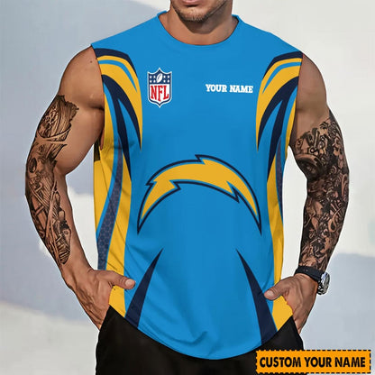 [SPECIAL OFFER] NEW CUSTOMIZED NFL09 LAC LOS ANGELES CHARGERS TANKTOP & GYM SHIRT