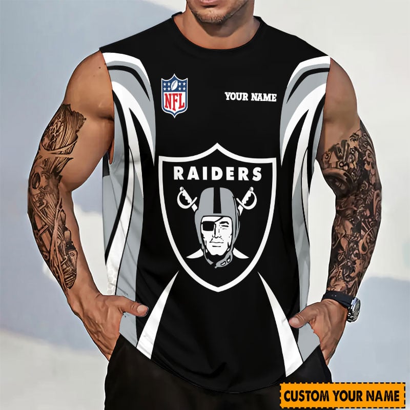 [SPECIAL OFFER] NEW CUSTOMIZED NFL07 LVR LAS VEGAS RAIDERS TANKTOP & GYM SHIRT