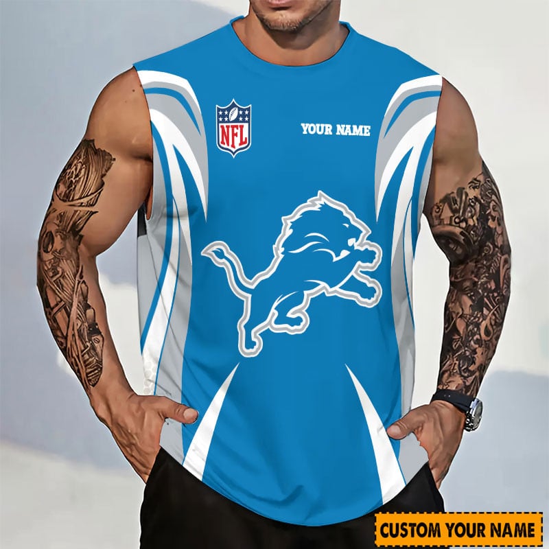 [SPECIAL OFFER] NEW CUSTOMIZED NFL04 DTL DETROIT LIONS TANKTOP & GYM SHIRT