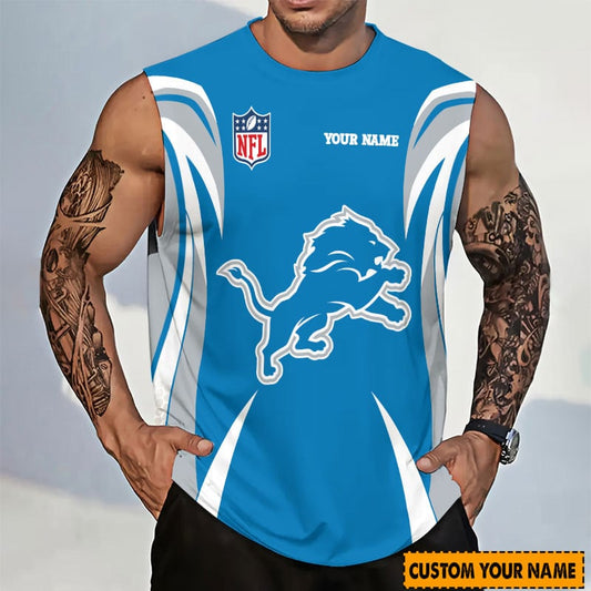 [SPECIAL OFFER] NEW CUSTOMIZED NFL04 DTL DETROIT LIONS TANKTOP & GYM SHIRT