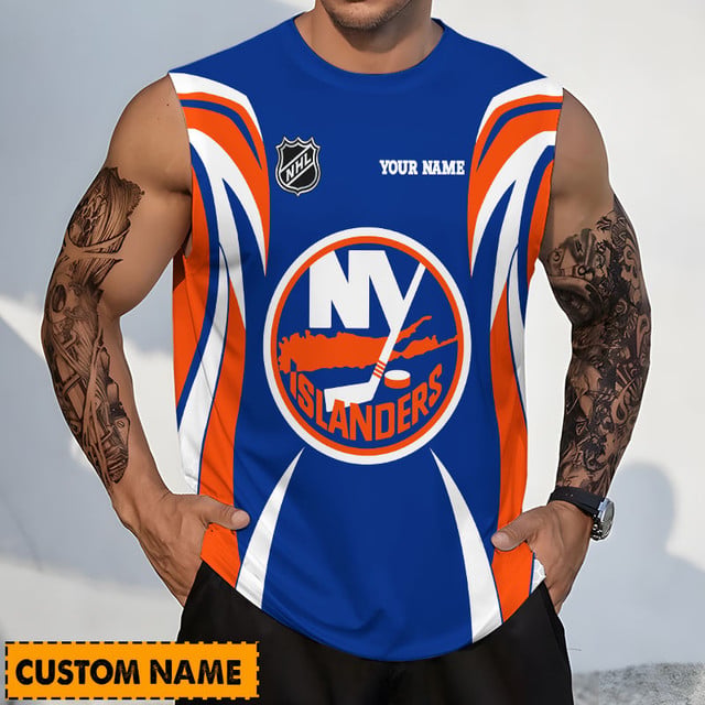 LIMITED EDITION - NEW CUSTOMIZED NHL25 NYI NEW YORK ISLANDERS TANK TOP & GYM SHIRT