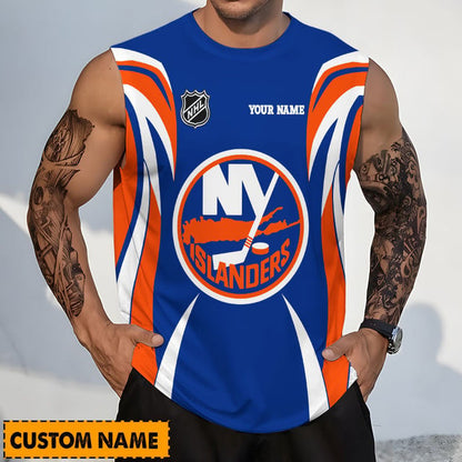 LIMITED EDITION - NEW CUSTOMIZED NHL25 NYI NEW YORK ISLANDERS TANK TOP & GYM SHIRT