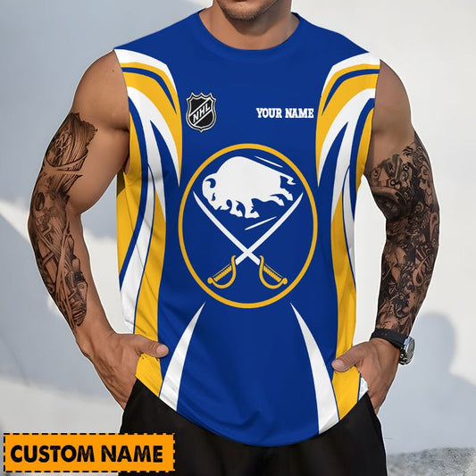LIMITED EDITION - NEW CUSTOMIZED NHL28 BFS BUFFALO SABRES TANK TOP & GYM SHIRT