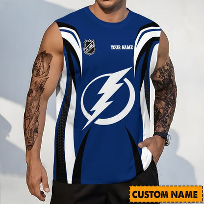 LIMITED EDITION - NEW CUSTOMIZED NHL12 TPL TAMPA BAY LIGHTNING TANK TOP & GYM SHIRT