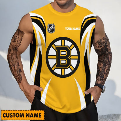 LIMITED EDITION - NEW CUSTOMIZED NHL02 BTB BOSTON BRUINS TANK TOP & GYM SHIRT
