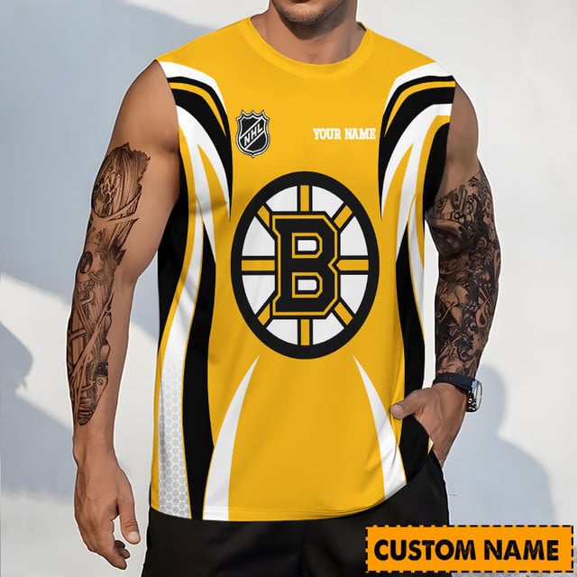 LIMITED EDITION - NEW CUSTOMIZED NHL02 BTB BOSTON BRUINS TANK TOP & GYM SHIRT