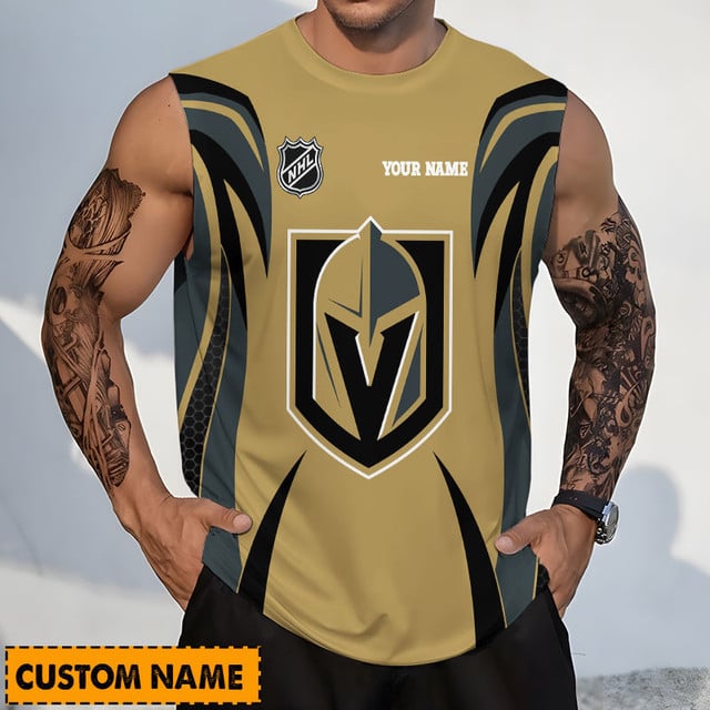 LIMITED EDITION - NEW CUSTOMIZED NHL04 VGK VEGAS GOLDEN KNIGHTS TANK TOP & GYM SHIRT