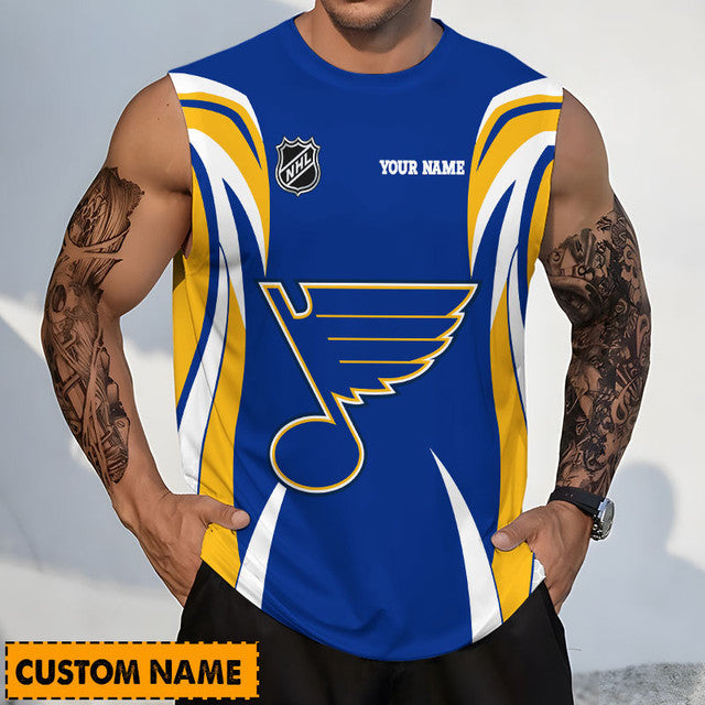 LIMITED EDITION - NEW CUSTOMIZED NHL14 SLB ST. LOUIS BLUES TANK TOP & GYM SHIRT
