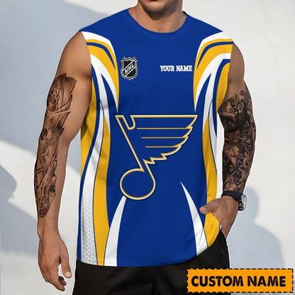 LIMITED EDITION - NEW CUSTOMIZED NHL14 SLB ST. LOUIS BLUES TANK TOP & GYM SHIRT