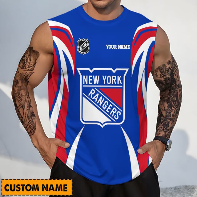LIMITED EDITION - NEW CUSTOMIZED NHL24 NYR NEW YORK RANGERS TANK TOP & GYM SHIRT