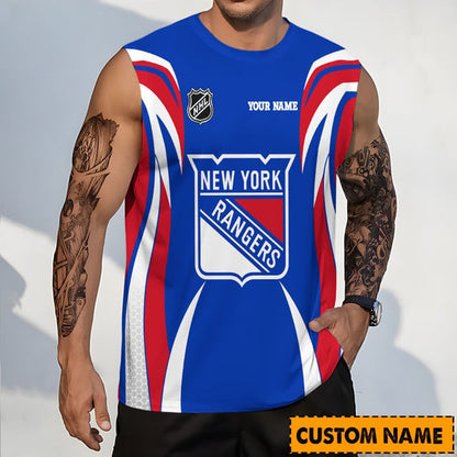 LIMITED EDITION - NEW CUSTOMIZED NHL24 NYR NEW YORK RANGERS TANK TOP & GYM SHIRT