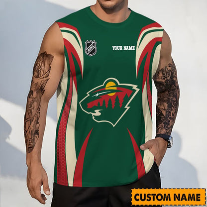 LIMITED EDITION - NEW CUSTOMIZED NHL13 MNW MINNESOTA WILD TANK TOP & GYM SHIRT