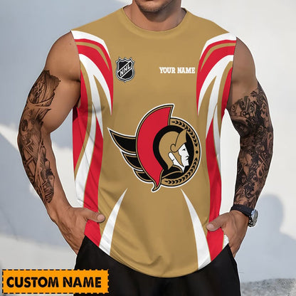 LIMITED EDITION - NEW CUSTOMIZED NHL29 OSN OTTAWA SENATORS TANK TOP & GYM SHIRT
