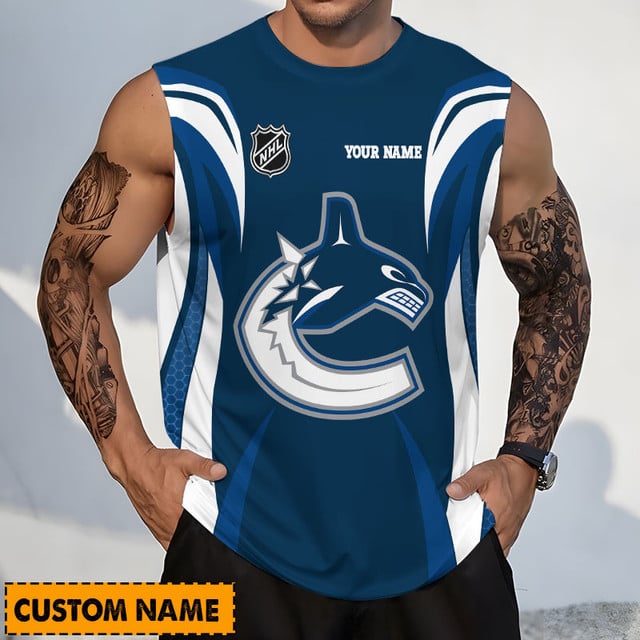LIMITED EDITION - NEW CUSTOMIZED NHL19 VCC VANCOUVER CANUCKS TANK TOP & GYM SHIRT