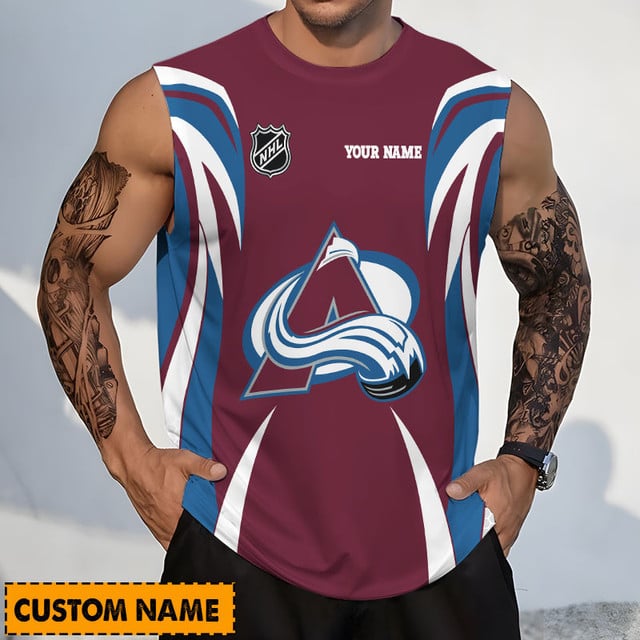 LIMITED EDITION - NEW CUSTOMIZED NHL05 CAL COLORADO AVALANCHE TANK TOP & GYM SHIRT