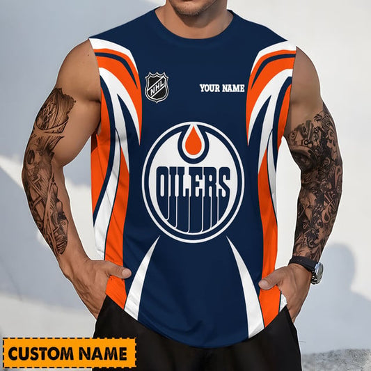 LIMITED EDITION - NEW CUSTOMIZED NHL03 EMO EDMONTON OILERS TANK TOP & GYM SHIRT