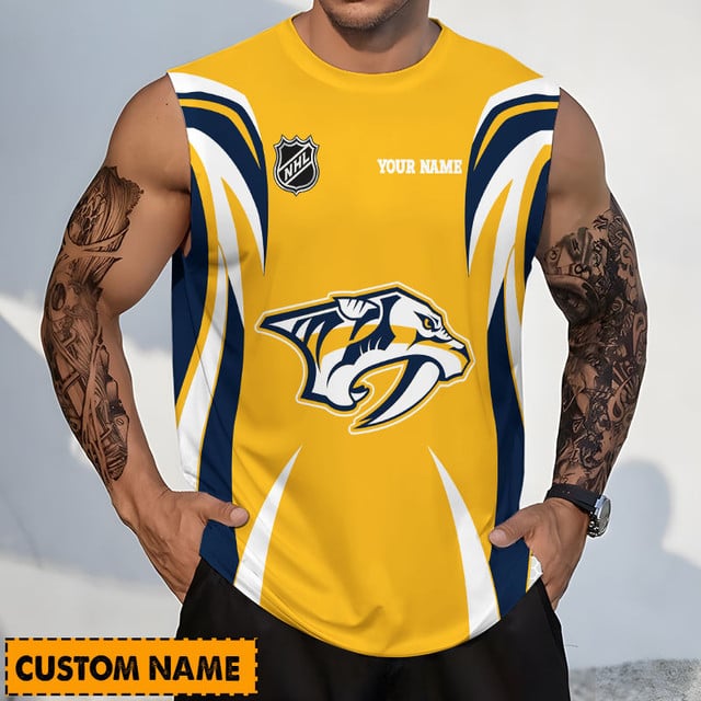 LIMITED EDITION - NEW CUSTOMIZED NHL31 NVP NASHVILLE PREDATORS TANK TOP & GYM SHIRT