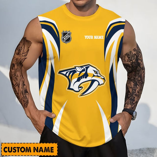 LIMITED EDITION - NEW CUSTOMIZED NHL31 NVP NASHVILLE PREDATORS TANK TOP & GYM SHIRT