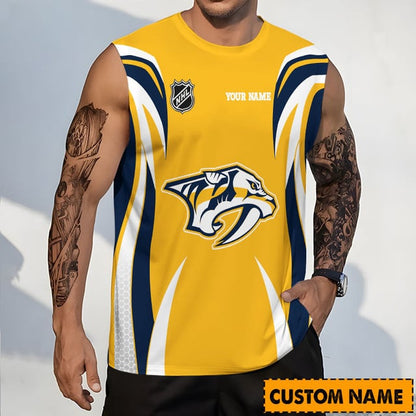LIMITED EDITION - NEW CUSTOMIZED NHL31 NVP NASHVILLE PREDATORS TANK TOP & GYM SHIRT