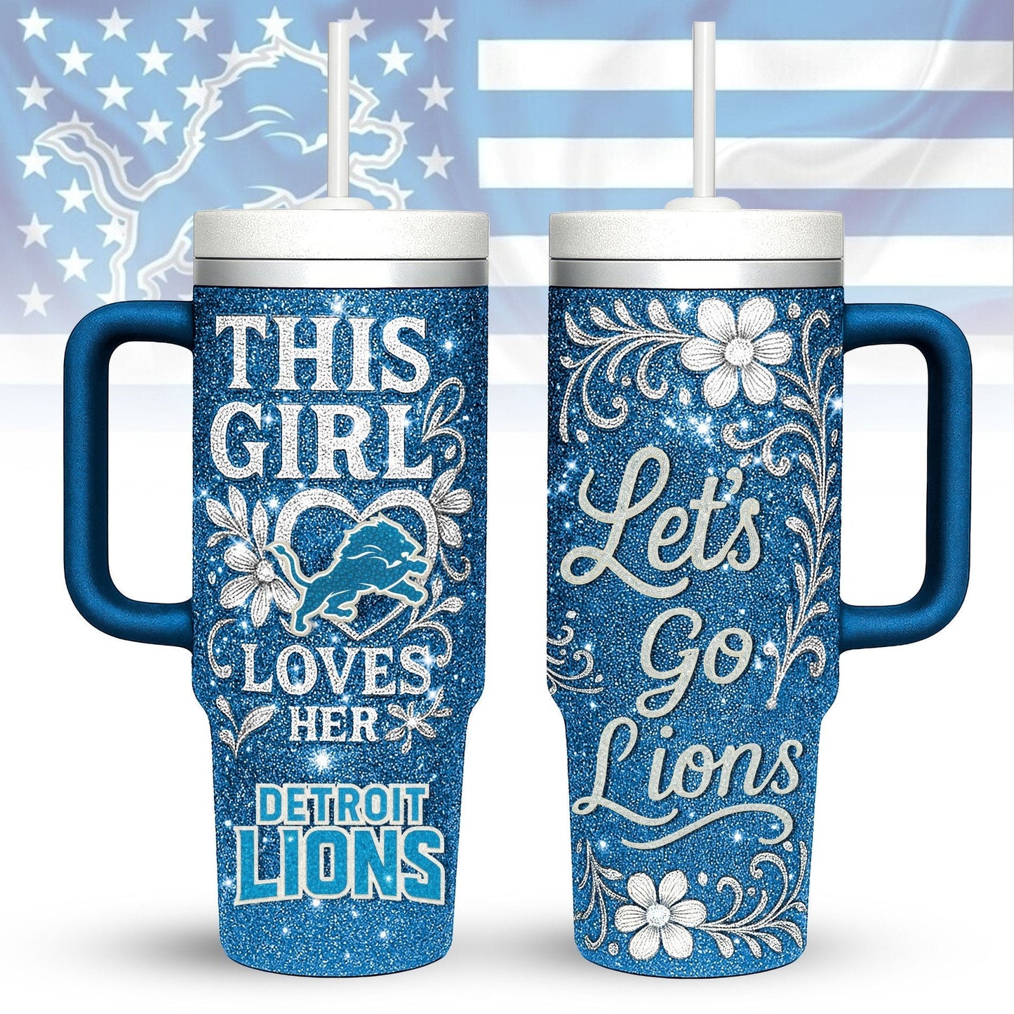 LIMITED EDITION - NEW CUSTOMIZED NFL04 DTL DETROIT LIONS 40 OZ TUMBLER