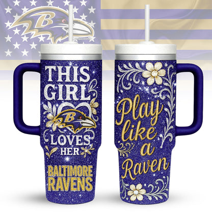 LIMITED EDITION - NEW CUSTOMIZED NFL28 BTR BALTIMORE RAVENS 40 OZ TUMBLER